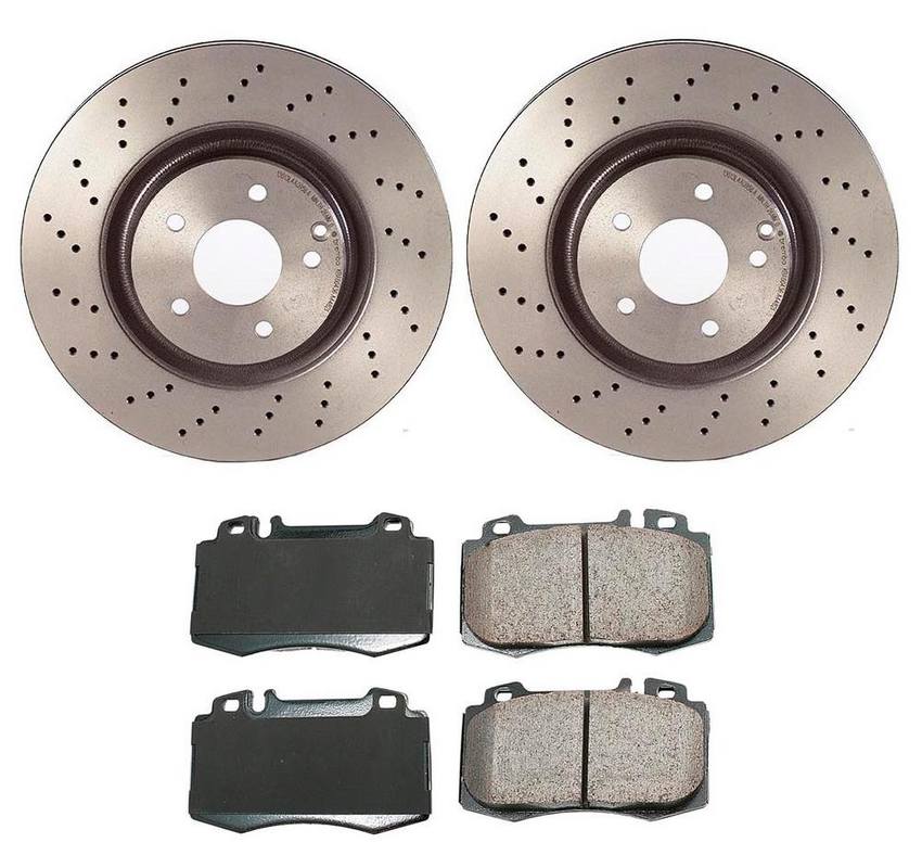 Mercedes Disc Brake Pad and Rotor Kit - Front (330mm) (Ceramic) (EURO) 163420102041 - Akebono Euro Ultra-Premium 4115201KIT